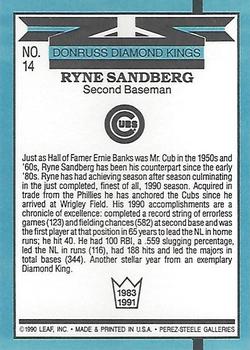 1991 Donruss #14 Ryne Sandberg Back
