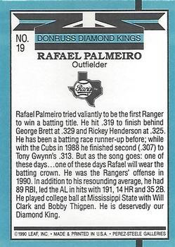 1991 Donruss #19 Rafael Palmeiro Back