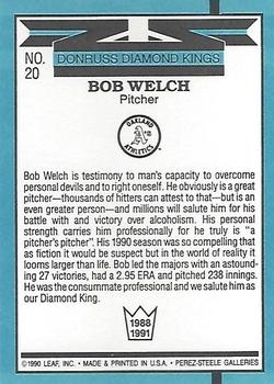 1991 Donruss #20 Bob Welch Back