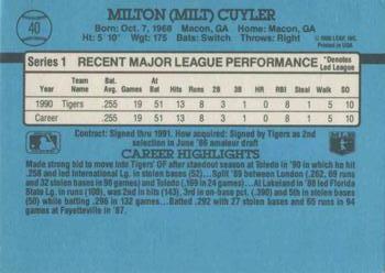1991 Donruss #40 Milt Cuyler Back