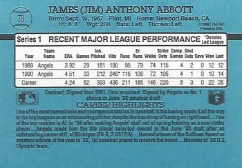 1991 Donruss #78 Jim Abbott Back
