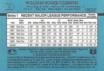 1991 Donruss #81 Roger Clemens Back