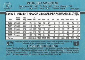 1991 Donruss #85 Paul Molitor Back