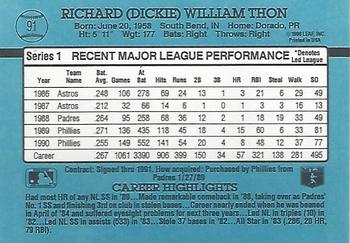 1991 Donruss #91 Dickie Thon Back