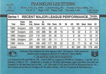 1991 Donruss #99 Franklin Stubbs Back