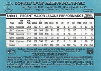1991 Donruss #107 Don Mattingly Back