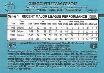 1991 Donruss #111 Gregg Olson Back