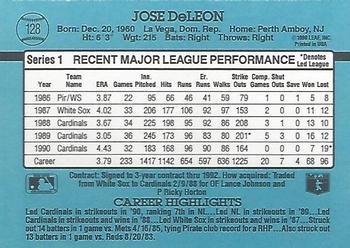 1991 Donruss #128 Jose DeLeon Back