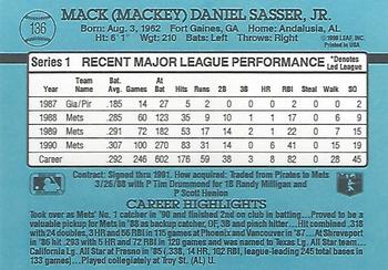 1991 Donruss #136 Mackey Sasser Back