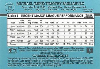 1991 Donruss #140 Mike Pagliarulo Back