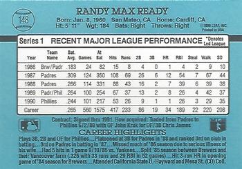 1991 Donruss #148 Randy Ready Back