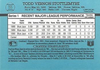 1991 Donruss #155 Todd Stottlemyre Back