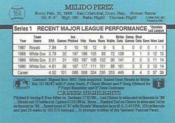 1991 Donruss #164 Melido Perez Back