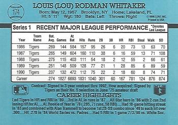 1991 Donruss #174 Lou Whitaker Back