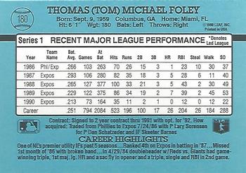 1991 Donruss #180 Tom Foley Back
