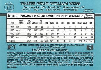 1991 Donruss #214 Walt Weiss Back