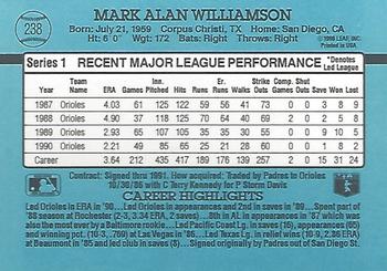 1991 Donruss #238 Mark Williamson Back