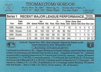 1991 Donruss #242 Tom Gordon Back