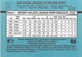 1991 Donruss #282 Mike Witt Back