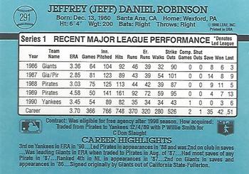 1991 Donruss #291 Jeff Robinson Back