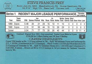 1991 Donruss #292 Steve Frey Back