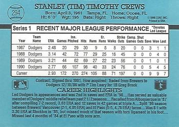1991 Donruss #294 Tim Crews Back