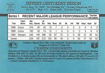 1991 Donruss #305 Jeff Huson Back