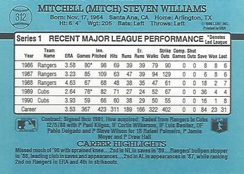 1991 Donruss #312 Mitch Williams Back