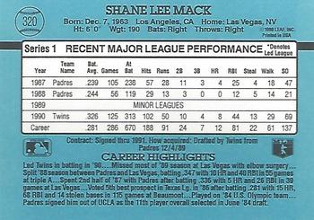 1991 Donruss #320 Shane Mack Back