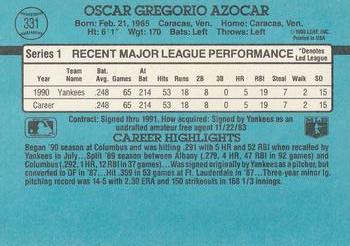 1991 Donruss #331 Oscar Azocar Back
