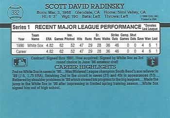 1991 Donruss #332 Scott Radinsky Back