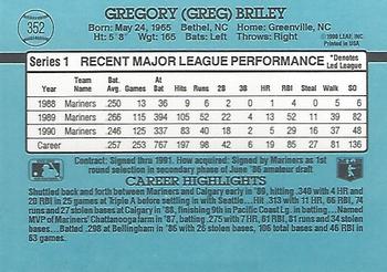 1991 Donruss #352 Greg Briley Back
