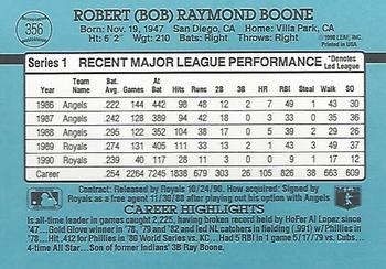 1991 Donruss #356 Bob Boone Back