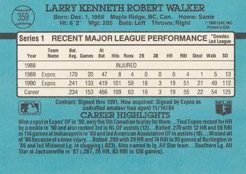 1991 Donruss #359 Larry Walker Back