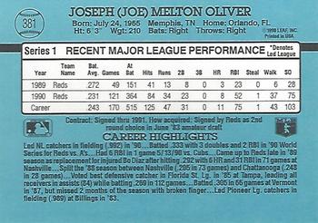 1991 Donruss #381 Joe Oliver Back
