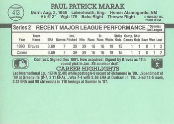 1991 Donruss #413 Paul Marak Back