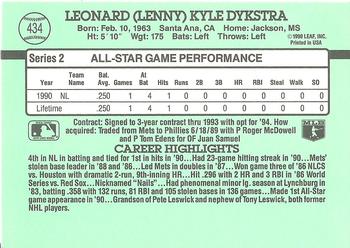 1991 Donruss #434 Len Dykstra Back