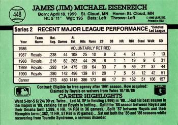 1991 Donruss #448 Jim Eisenreich Back