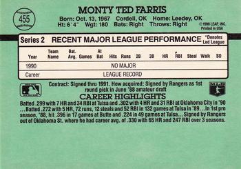 1991 Donruss #455 Monty Fariss Back