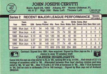 1991 Donruss #467 John Cerutti Back
