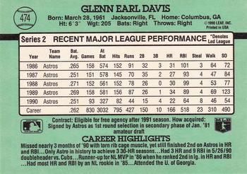 1991 Donruss #474 Glenn Davis Back
