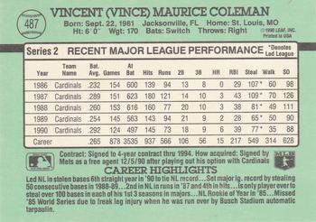 1991 Donruss #487 Vince Coleman Back