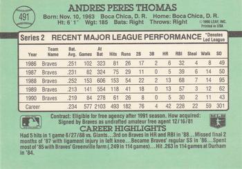 1991 Donruss #491 Andres Thomas Back