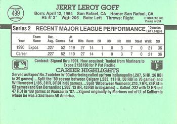 1991 Donruss #499 Jerry Goff Back