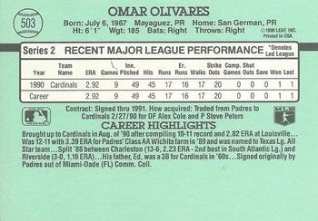1991 Donruss #503 Omar Olivares Back