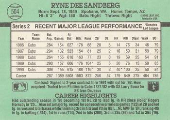 1991 Donruss #504 Ryne Sandberg Back