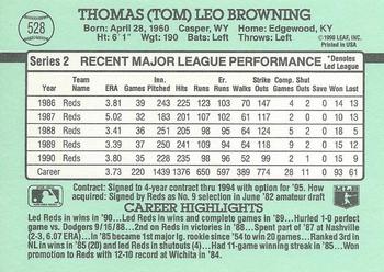 1991 Donruss #528 Tom Browning Back