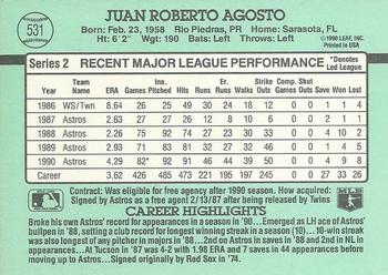 1991 Donruss #531 Juan Agosto Back