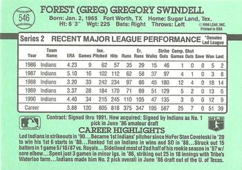 1991 Donruss #546 Greg Swindell Back