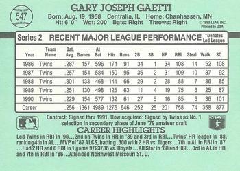 1991 Donruss #547 Gary Gaetti Back